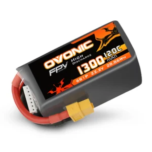 Ovonic 120C 6S 1300mAh 22.2V LiPo Battery Pack for FPV Racing - XT60 Plug