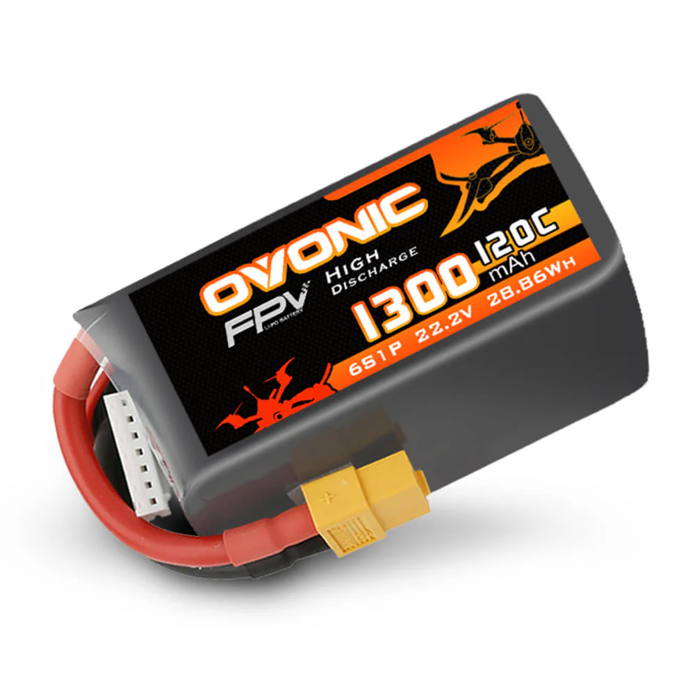 Ovonic 120C 6S 1300mAh 22.2V LiPo Battery Pack for FPV Racing - XT60 Plug