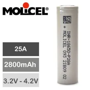 Molicel INR-18650-P28A 3.6V 2800mAh 13C High-Performance Li-ion Battery